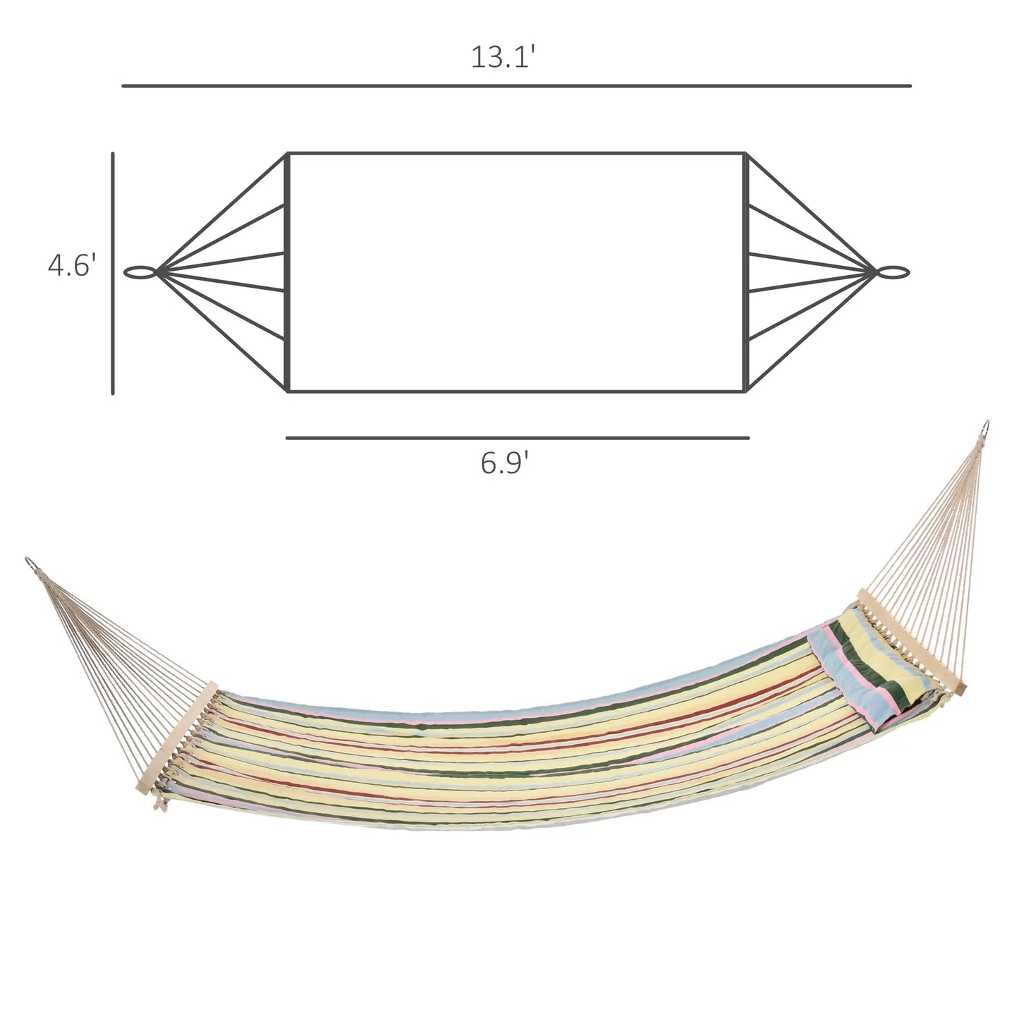 83" Patio Double Hammock, Wide Outdoor Bed, Fits 2, Red Stripe, Red Camping Hammocks at Gallery Canada