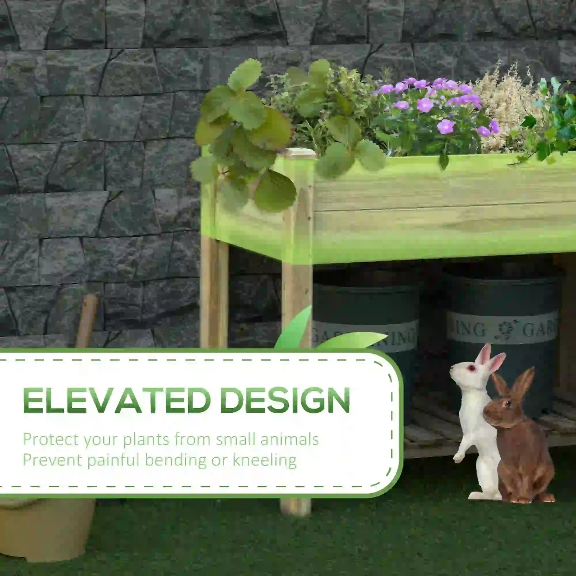 Elevated Wooden Planter Box With Legs And Storage Shelf, Green Elevated Garden Beds at Gallery Canada