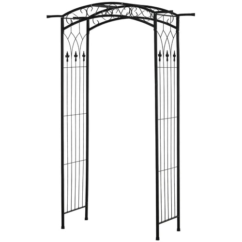 7Ft Garden Arbor, Wedding Arch, Scrollwork Trellis, Black