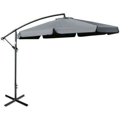 11FT Offset Hanging Patio Umbrella, Easy Tilt, Cross Base, 8 Ribs, Dark Grey Cantilever Umbrellas at Gallery Canada