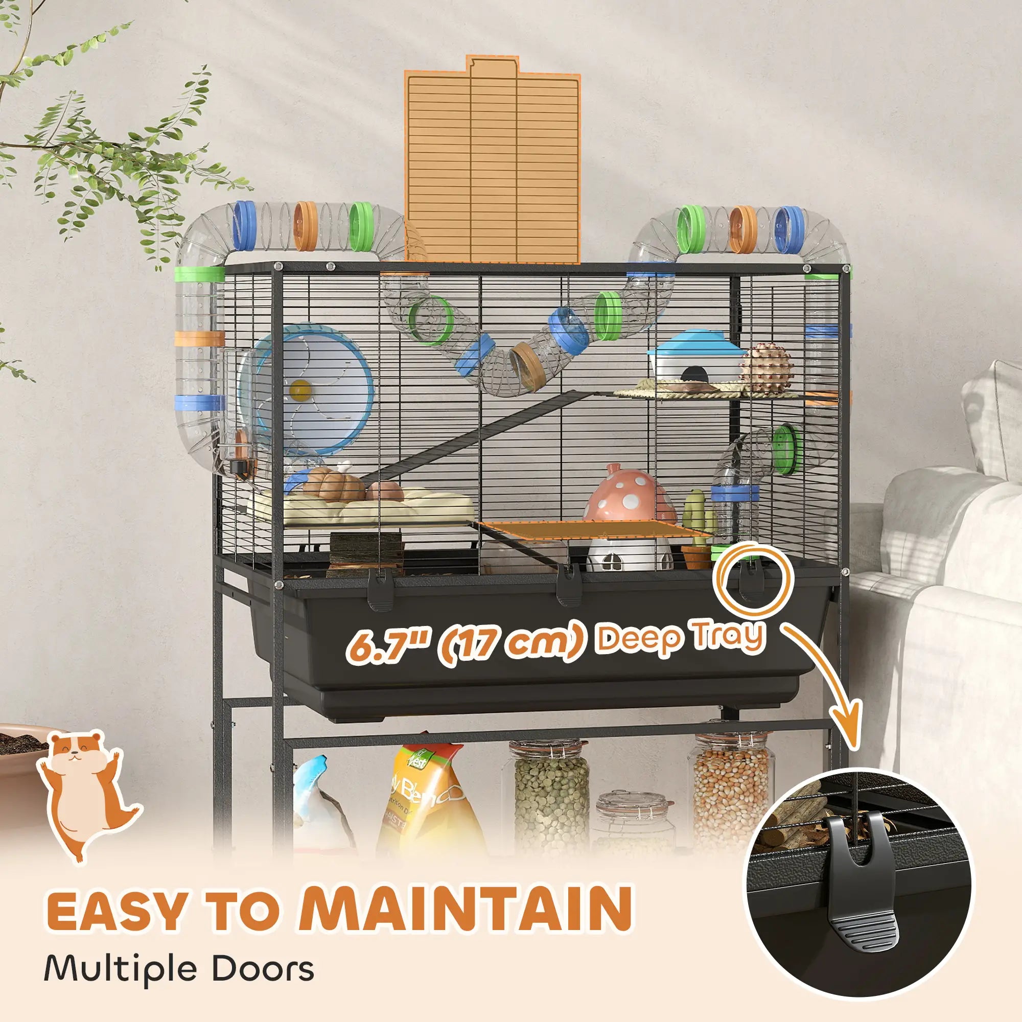 3 Tier Rolling Hamster Cage, 7