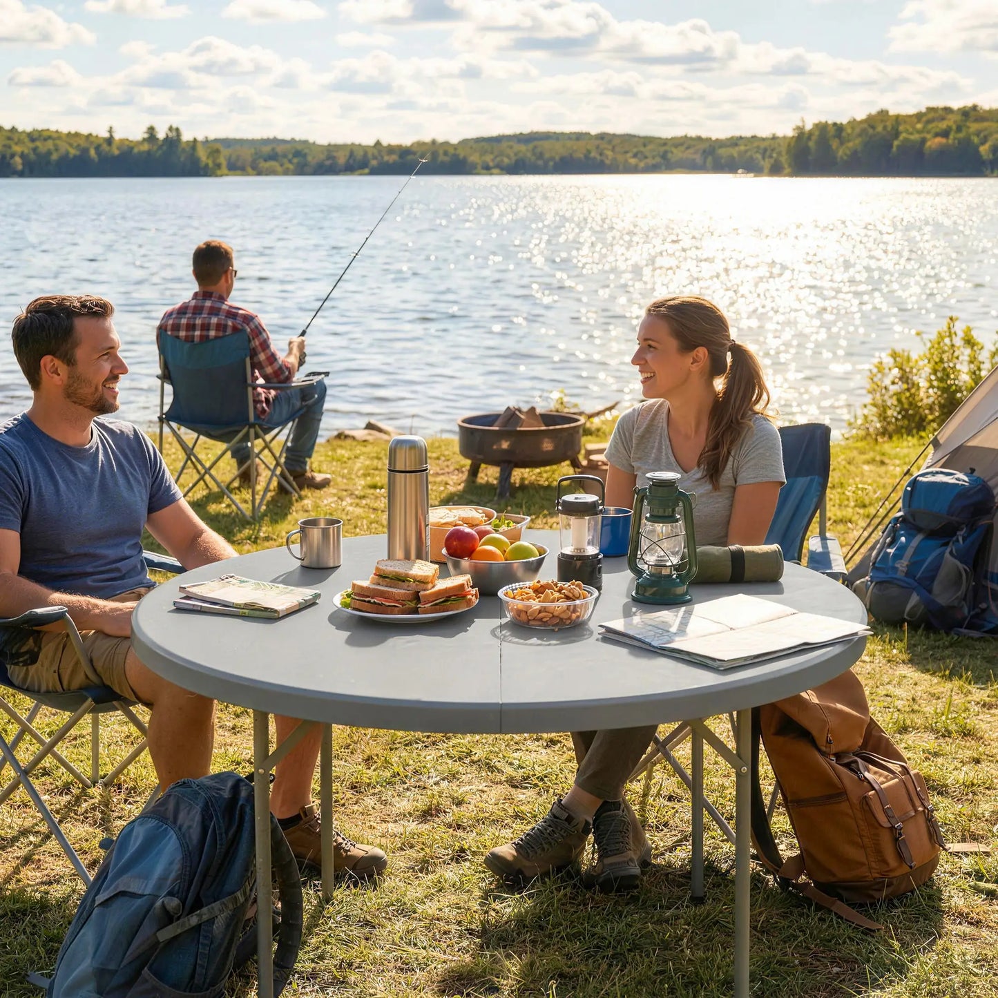 4ft Plastic Folding Picnic Table, Camping Table, Indoor Outdoor, Grey Picnic Tables & Camping Chairs at Gallery Canada