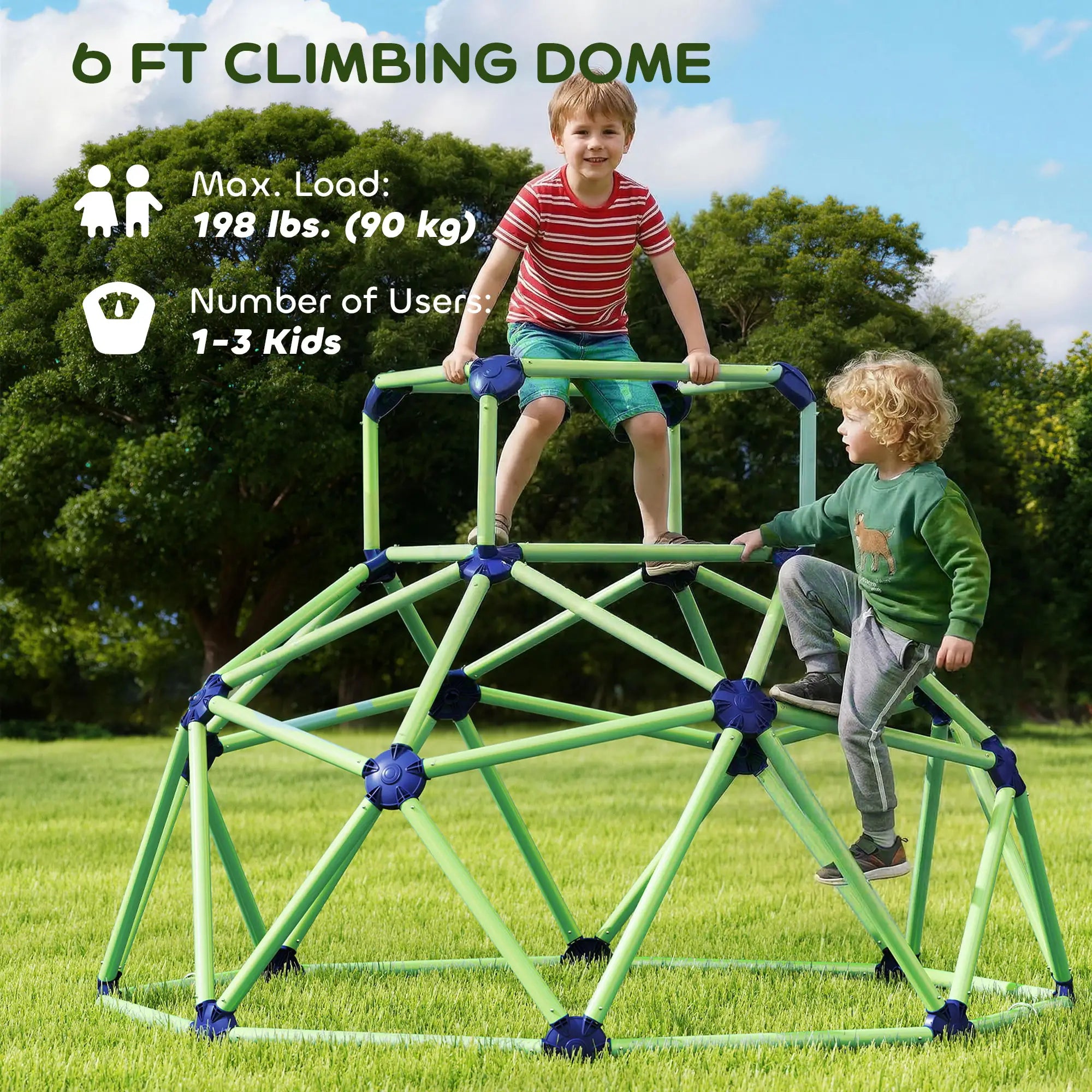 6FT Green Geometric Dome Climber, Indoor Outdoor Jungle Gym, Green Gym Sets & Swings at Gallery Canada