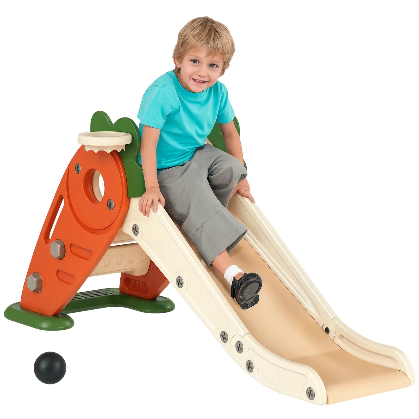 Foldable Toddler Slide, Basketball Hoop, Climber, 1-3 Years, Orange Gym Sets & Swings at Gallery Canada
