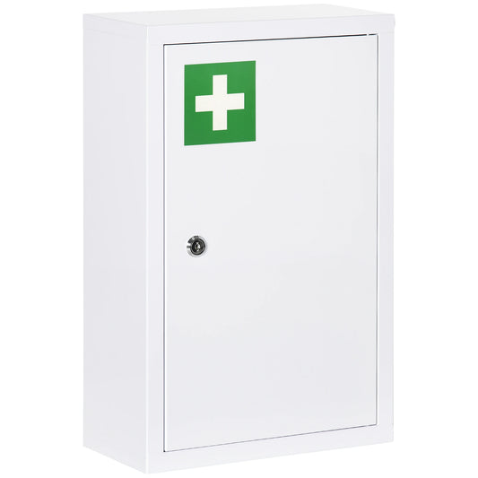 Lockable Medicine Cabinet, 3 Tier Steel Wall Box, 2 Keys, White Mirror Medicine Cabinets White at Gallery Canada