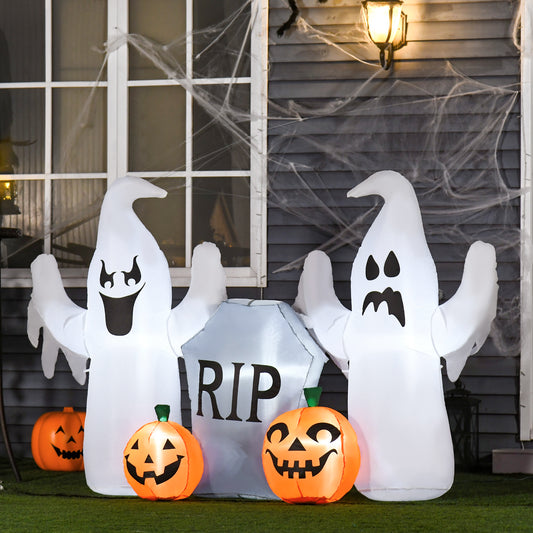 4ft Halloween Inflatable Ghosts with Tombstone and Pumpkin, LED Lighted for Home Indoor Outdoor Garden Lawn Decoration Party Prop - Gallery Canada