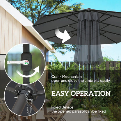 173" Double-Sided Sun Umbrella, Garden Parasol, Outdoor Sun Shade, Dark Green Double-sided Umbrellas at Gallery Canada