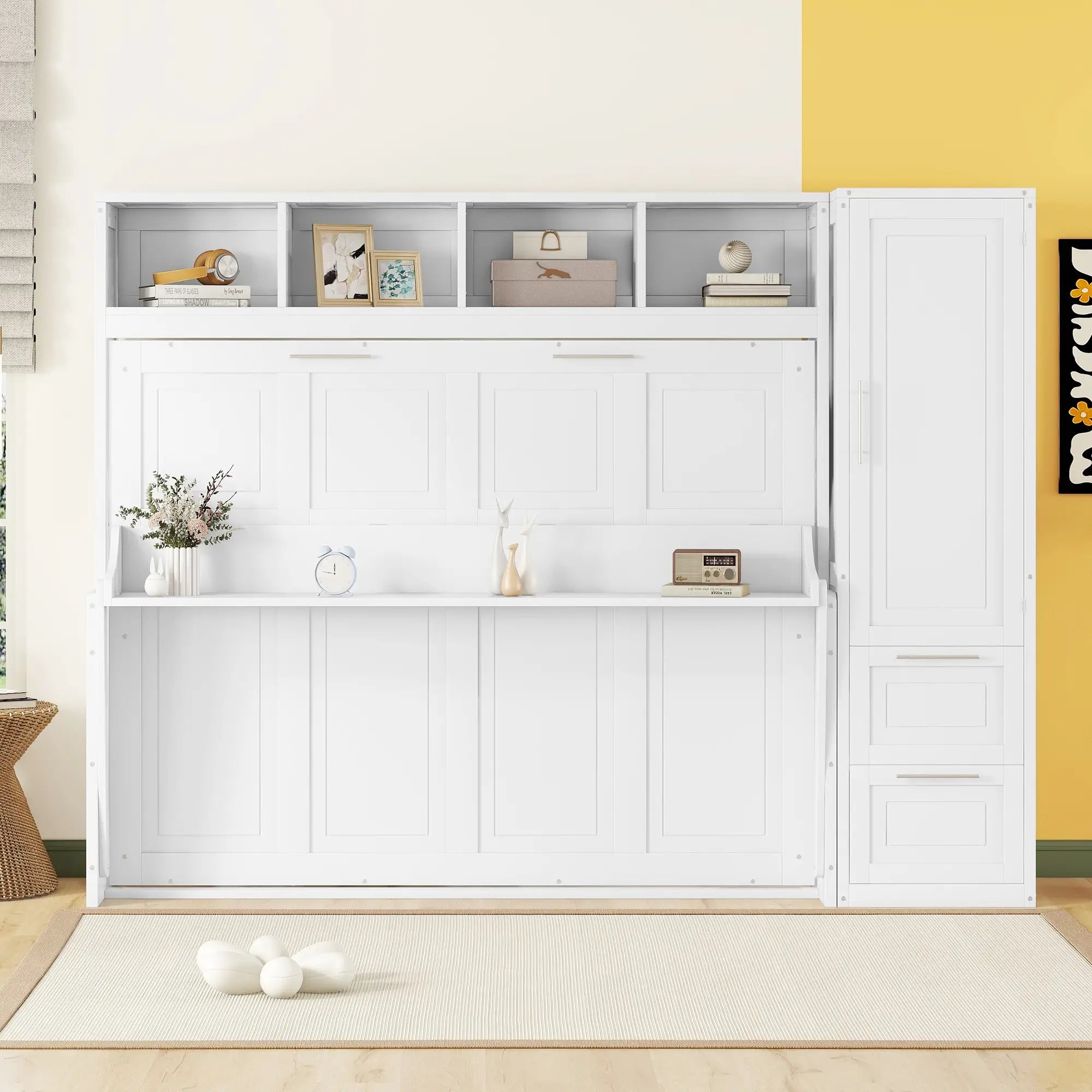 Murphy Bed with Side Flip, Closet, Drawers, 112