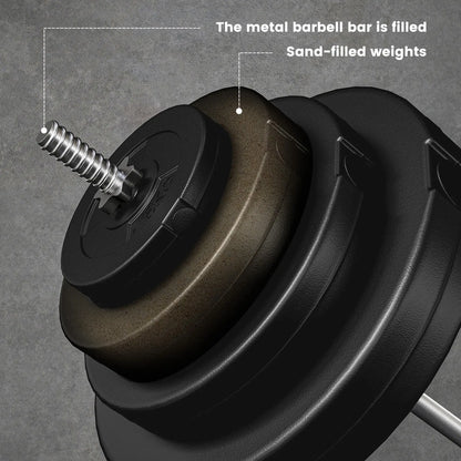 154 lbs Barbell Weight Set, Adjustable Weights, 67" Barbell Bar Dumbbells & Barbells at Gallery Canada
