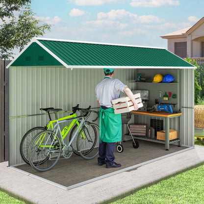 12' x 5.5' Metal Storage Shed, Outdoor Tool House, Green Sheds at Gallery Canada