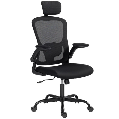 Ergonomic Office Chair, Mesh Desk Chair, Adjustable Headrest, Lumbar Support, Black