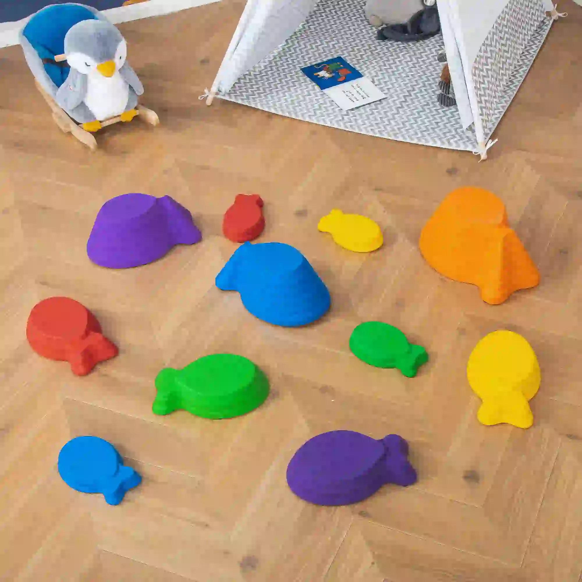 11pcs Fish Balance Stepping Stones, Larger Size Non-Slip, Indoor Outdoor Gym Sets & Swings at Gallery Canada