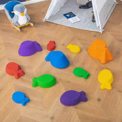 11pcs Fish Balance Stepping Stones, Larger Size Non-Slip, Indoor Outdoor Gym Sets & Swings at Gallery Canada