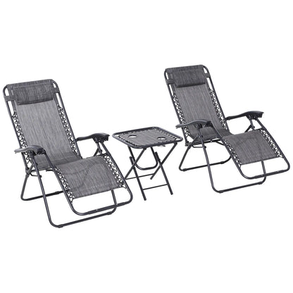 Zero Gravity Chair Set of 2, Patio Chair with Side Table, Dark Grey Lounger Chairs Dark Grey at Gallery Canada