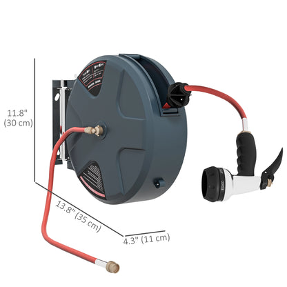 1/2" 49ft Retractable Hose Reel, 8 Pattern Nozzle, Auto Rewind Garden Accessories at Gallery Canada