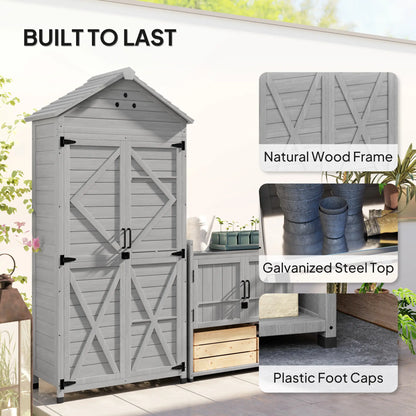 Outdoor Storage Cabinet, Wood Garden Shed with Shelves, 2-in-1 Sheds at Gallery Canada