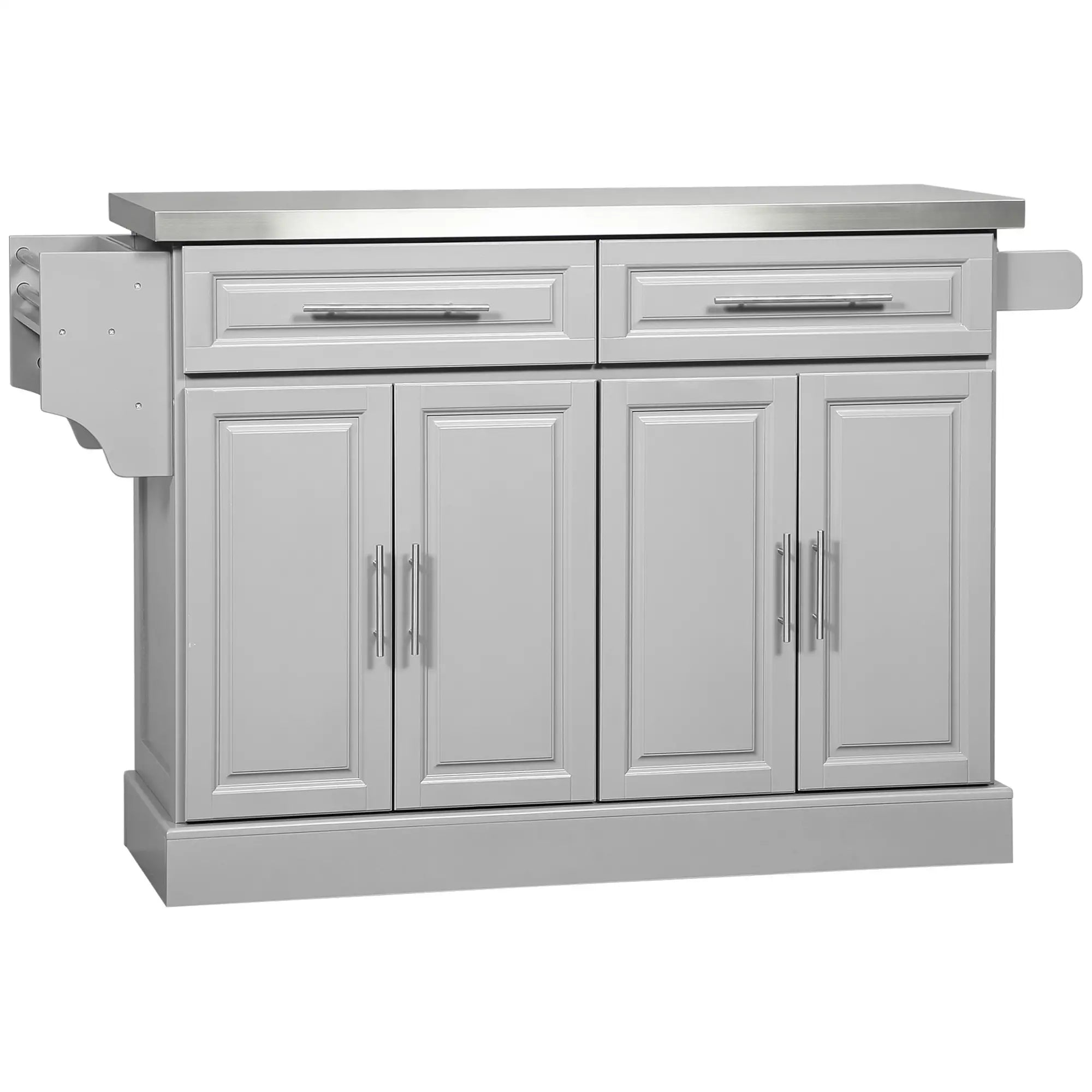 Rolling Kitchen Island with Storage and Stainless Steel Top, Kitchen Trolley with Drawers, Cabinets, Towel Rack Kitchen Islands & Kitchen Carts at Gallery Canada