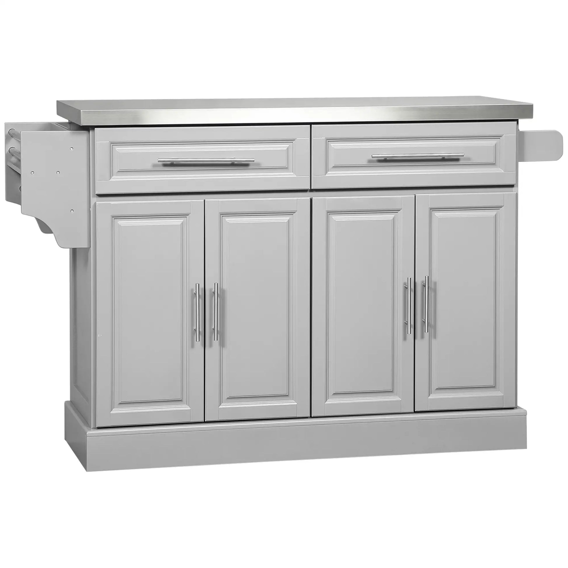 Rolling Kitchen Island with Storage and Stainless Steel Top, Kitchen Trolley with Drawers, Cabinets, Towel Rack Kitchen Islands & Kitchen Carts at Gallery Canada