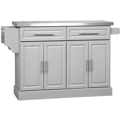 Rolling Kitchen Island with Storage and Stainless Steel Top, Kitchen Trolley with Drawers, Cabinets, Towel Rack Kitchen Islands & Kitchen Carts at Gallery Canada