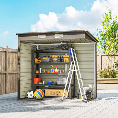 6 x 4FT Galvanized Metal Garden Shed, Double Doors, 2 Vents, Light Grey Sheds at Gallery Canada