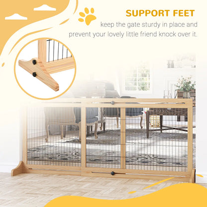 41"-72" Wooden Pet Gate, Freestanding with Support Feet, Natural Houses, Kennels & Pens at Gallery Canada