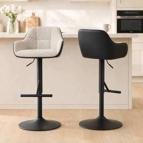 Swivel Counter Height Barstools Set of 2, Adjustable Height, Light Grey
