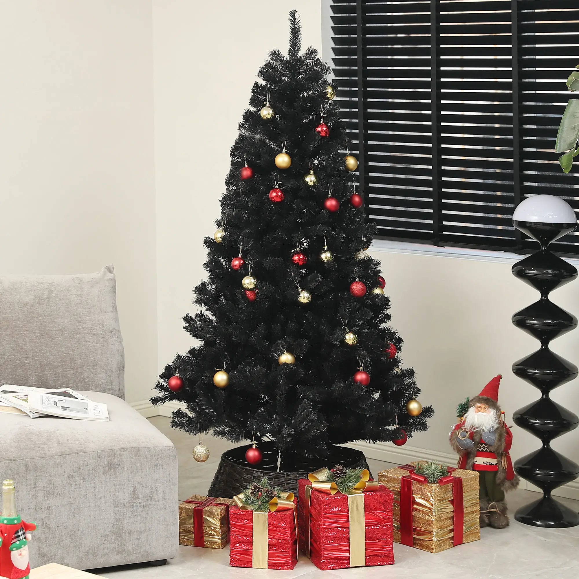 6ft Artificial Christmas Tree, Auto Open, Steel Base, Black Artificial Christmas Trees at Gallery Canada