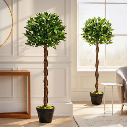 4FT Artificial Laurel Tree Set, Lifelike Fake Plant, Green Artificial Trees at Gallery Canada