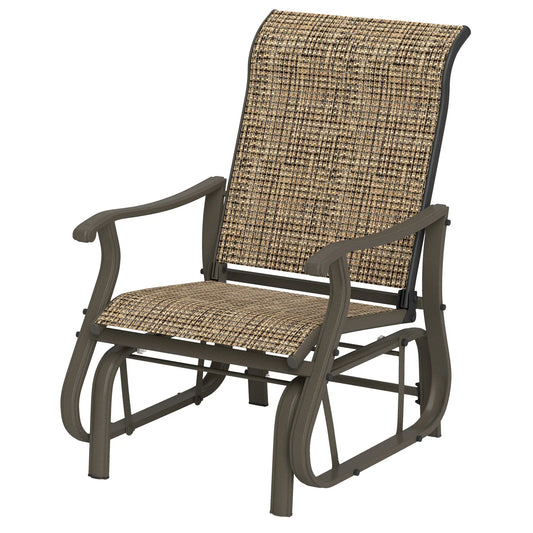 Outdoor Glider Chair, Steel Frame Mesh Fabric, Light Mixed Brown, Brown Outdoor Gliders Brown, Light Mixed Brown at Gallery Canada