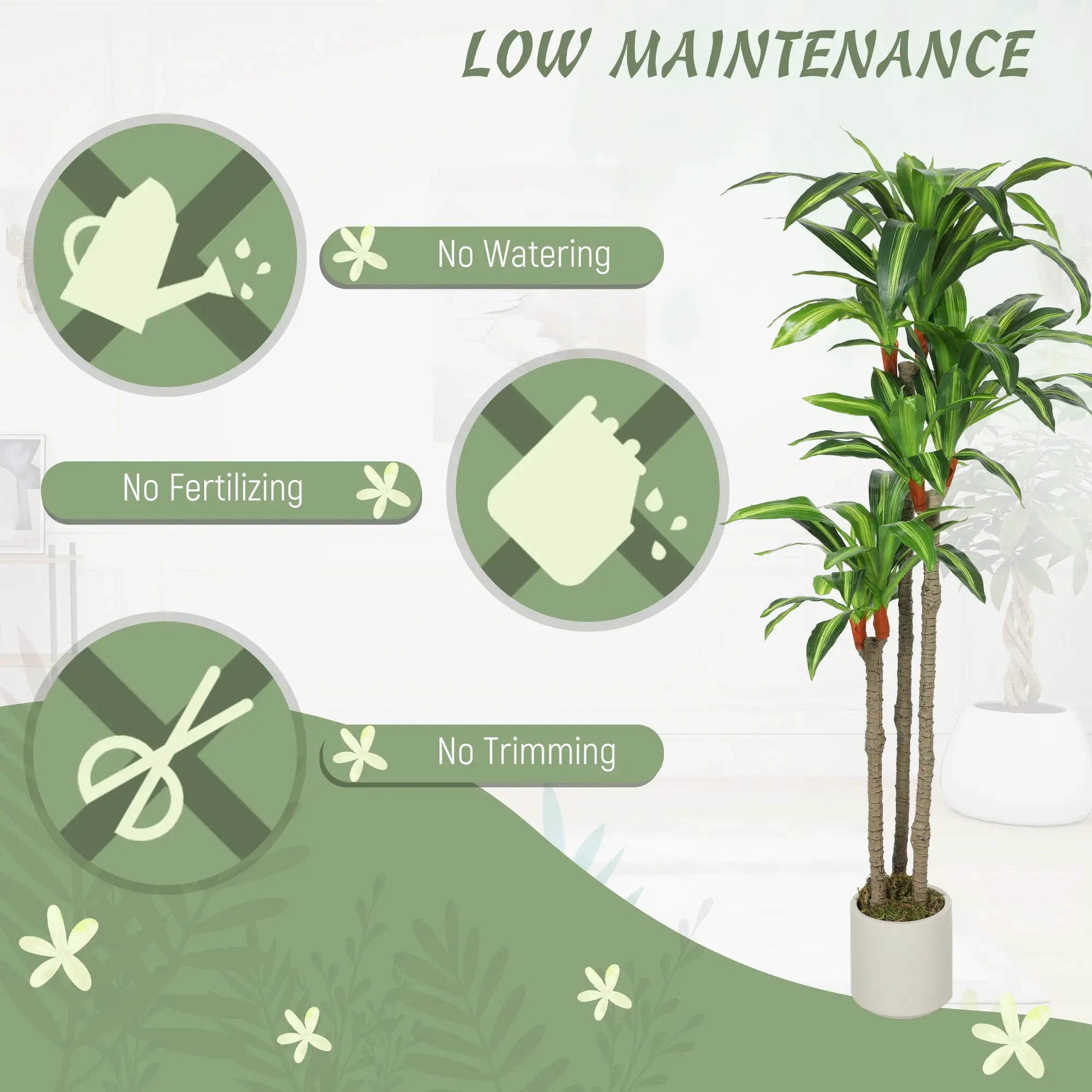 5FT Artificial Dracaena Plant, Bendable Trunks, Green Artificial Trees at Gallery Canada