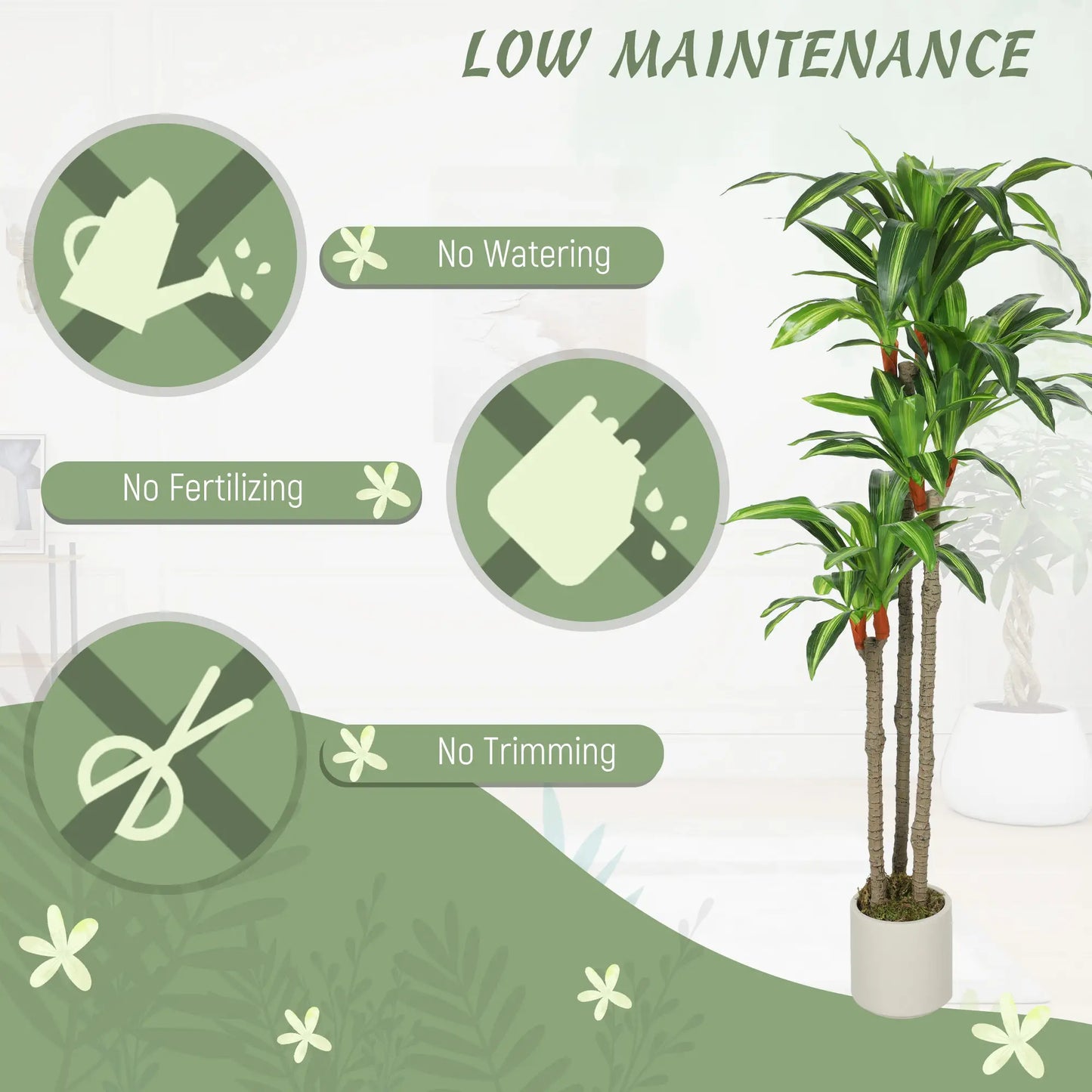 5FT Artificial Dracaena Plant, Bendable Trunks, Green Artificial Trees at Gallery Canada
