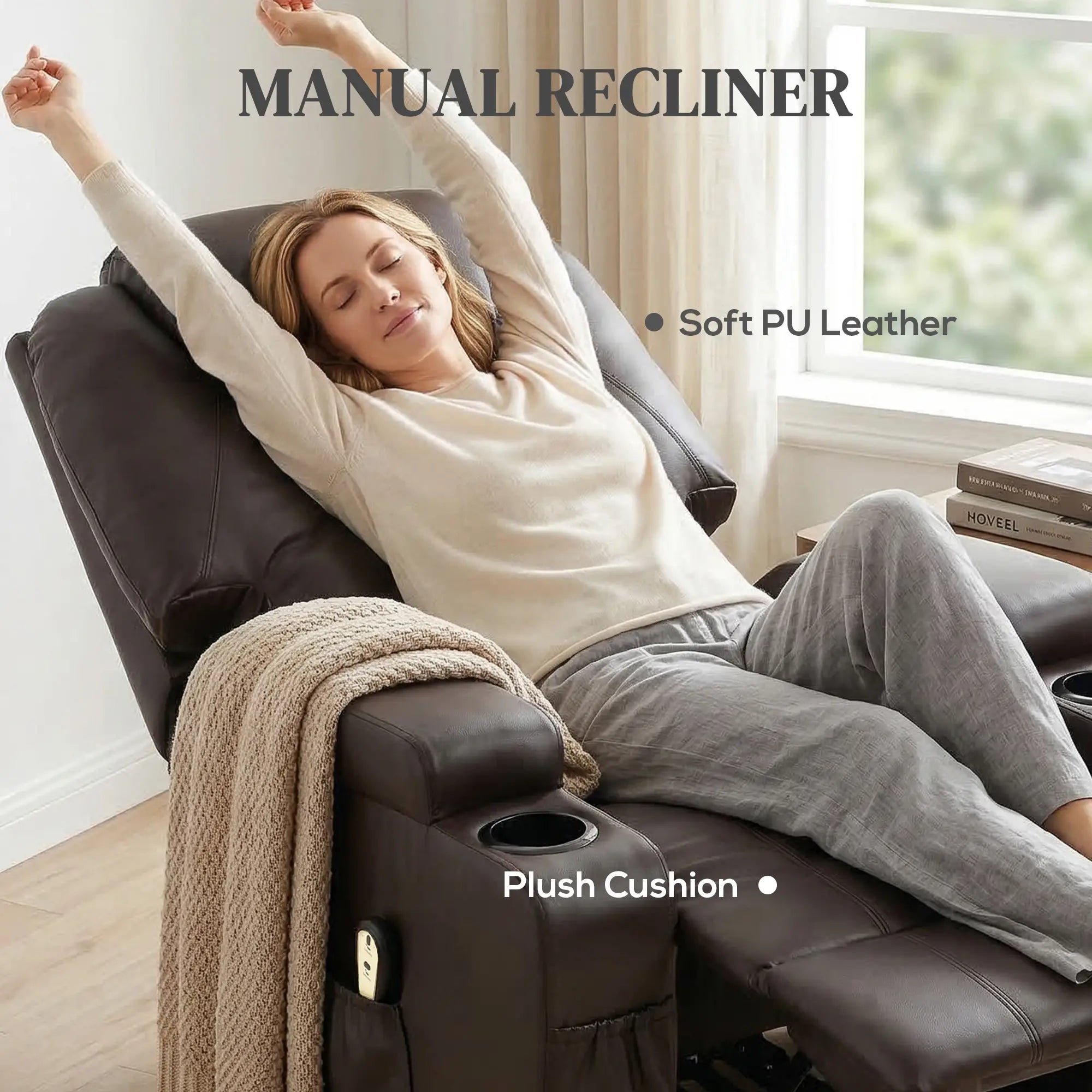 Power Lift Recliner Chair for Elderly, PU Leather, Brown Electric Power Lift Chairs at Gallery Canada