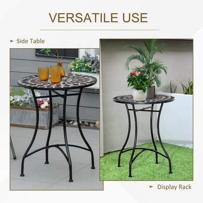 Round Mosaic Patio Table, Metal Frame, Outdoor Garden Furniture, Black Patio Side Tables at Gallery Canada