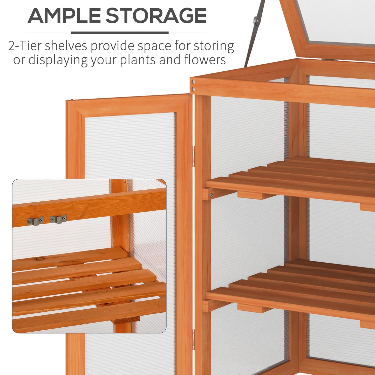 Wooden 2 Tier Cold Frame Greenhouse, 22.8" x 17.3" x 30.7", Orange Cold Frame Greenhouses at Gallery Canada