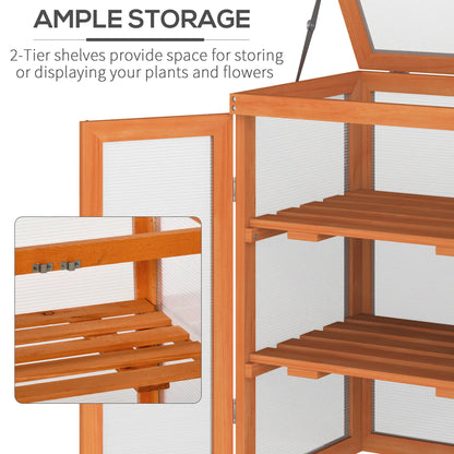 Wooden 2 Tier Cold Frame Greenhouse, 22.8" x 17.3" x 30.7", Orange Cold Frame Greenhouses at Gallery Canada