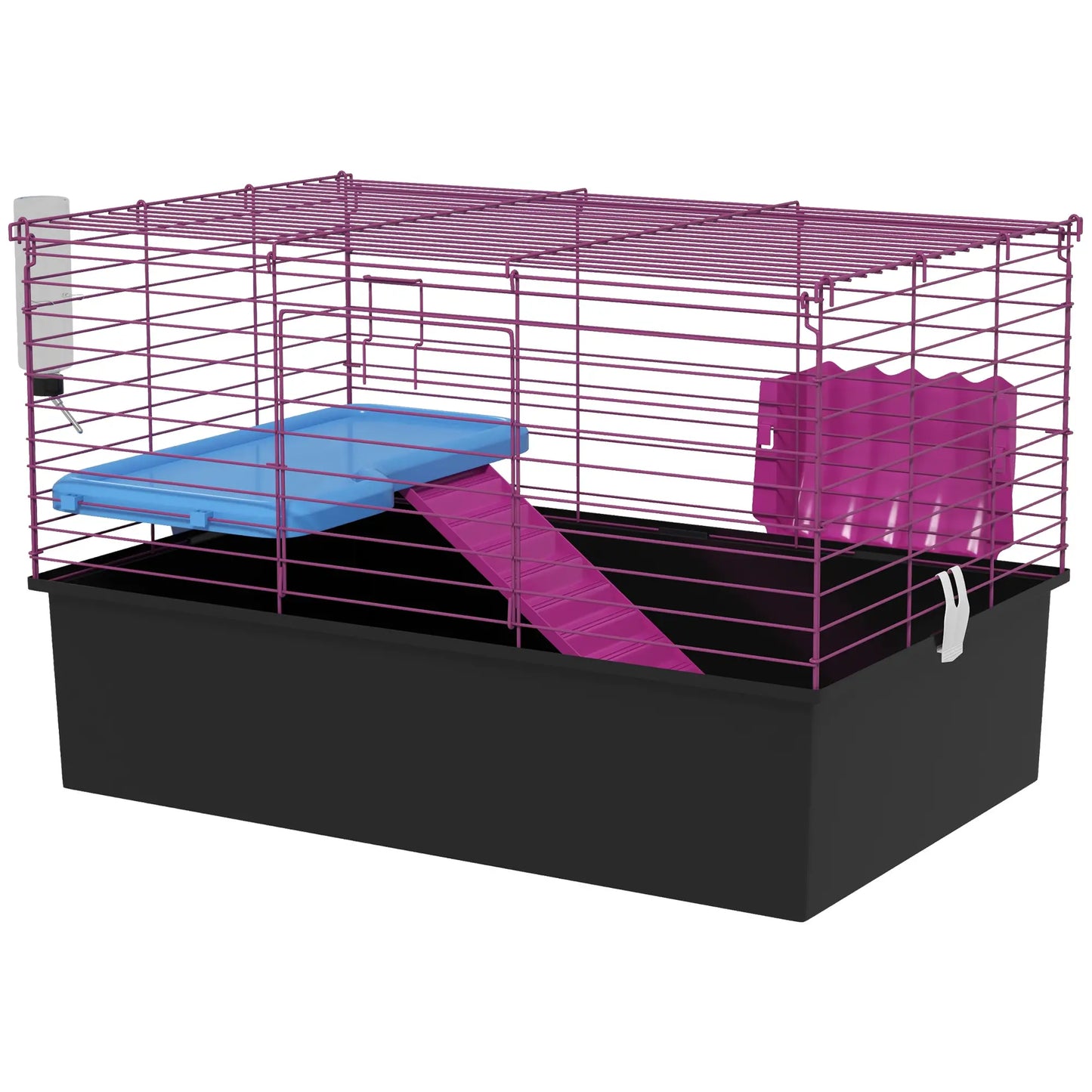 18.5" Small Animal Cage, Water Bottle, Food Dish, Platform, Ramp, Black Houses & Habitats Black, Purple at Gallery Canada