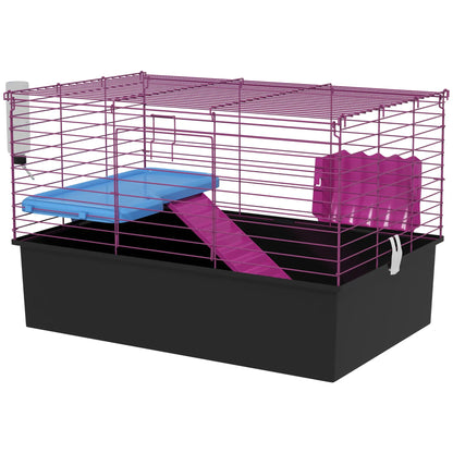 18.5" Small Animal Cage, Water Bottle, Food Dish, Platform, Ramp, Black Houses & Habitats Black, Purple at Gallery Canada