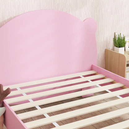 Twin Bed Frame, Bear Headboard, Slats Support, No Box Spring, Pink Kids Bedroom Furniture at Gallery Canada