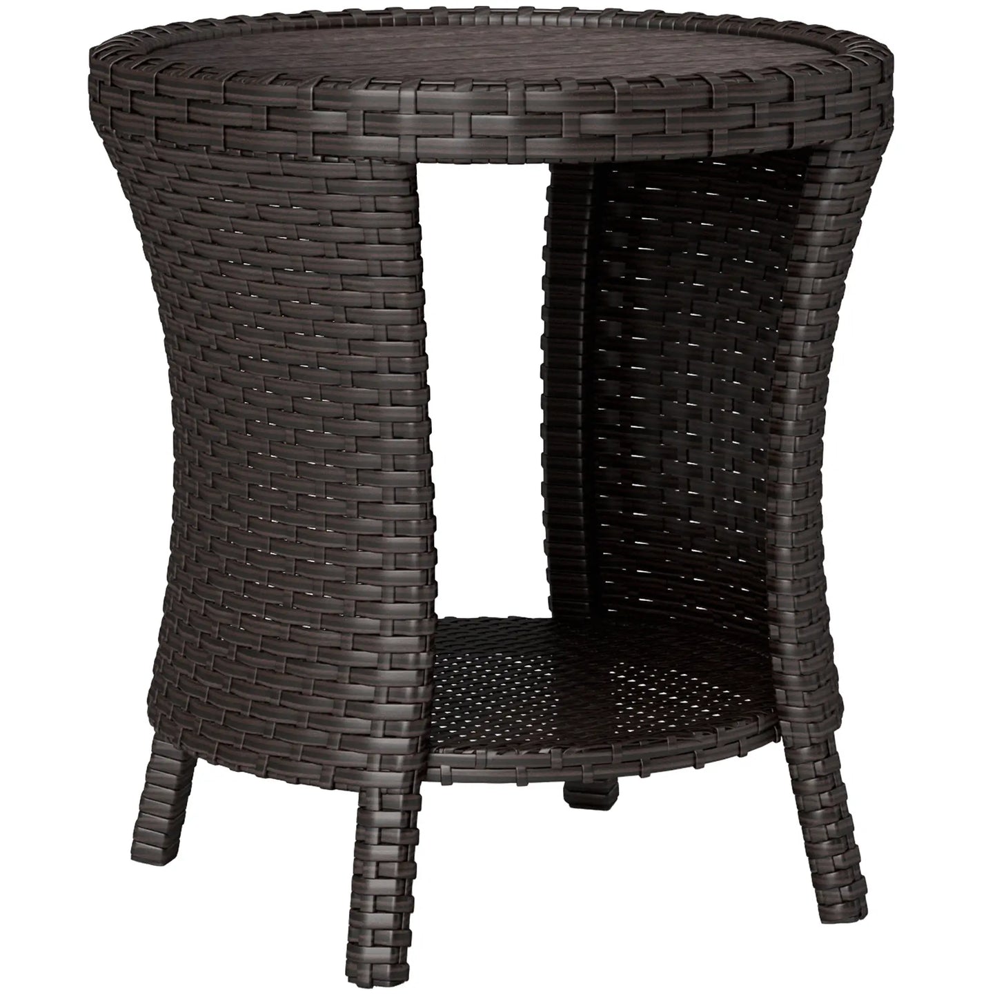 18" Wicker Outdoor Coffee Table, PE Rattan, 2-Tier Storage, Brown Coffee Tables at Gallery Canada