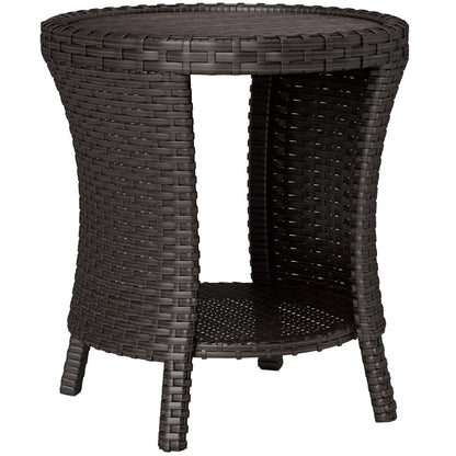 18" Wicker Outdoor Coffee Table, PE Rattan, 2-Tier Storage, Brown Coffee Tables at Gallery Canada
