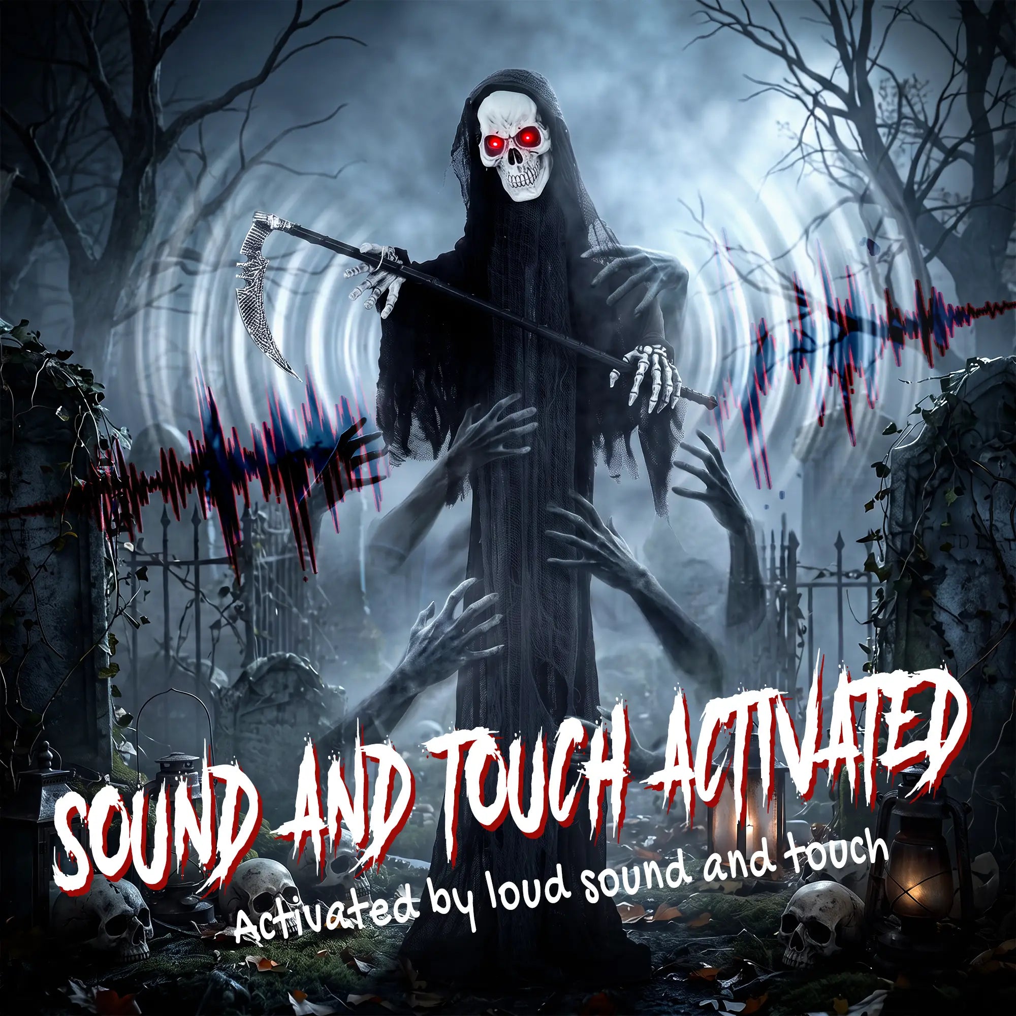 6FT Animated Grim Reaper Halloween Decorations, Sound, LED Eyes Halloween Decorations at Gallery Canada