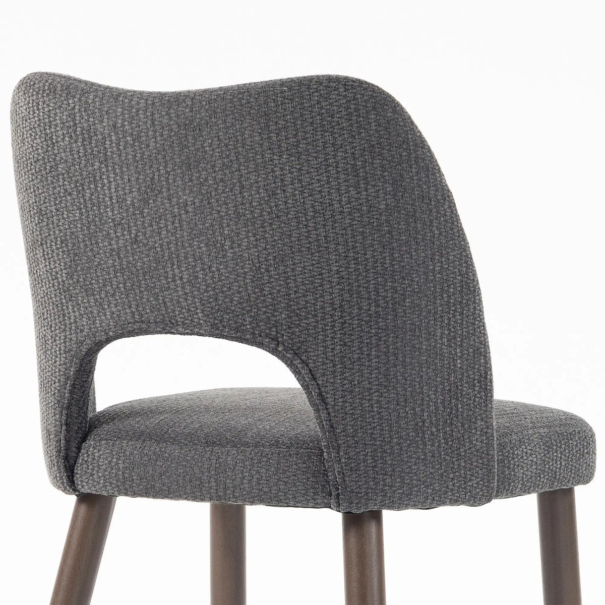 Upholstered Dining Chairs Set, Rubberwood Legs, Dark Grey
