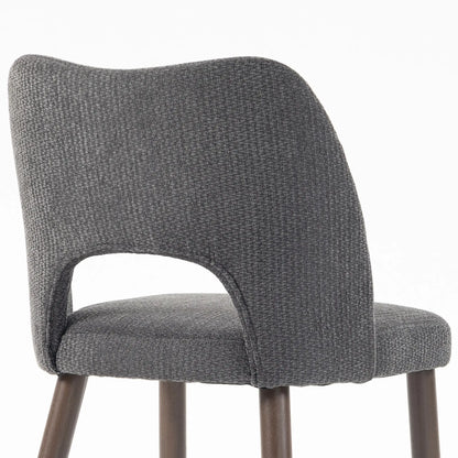 Upholstered Dining Chairs Set, Rubberwood Legs, Dark Grey