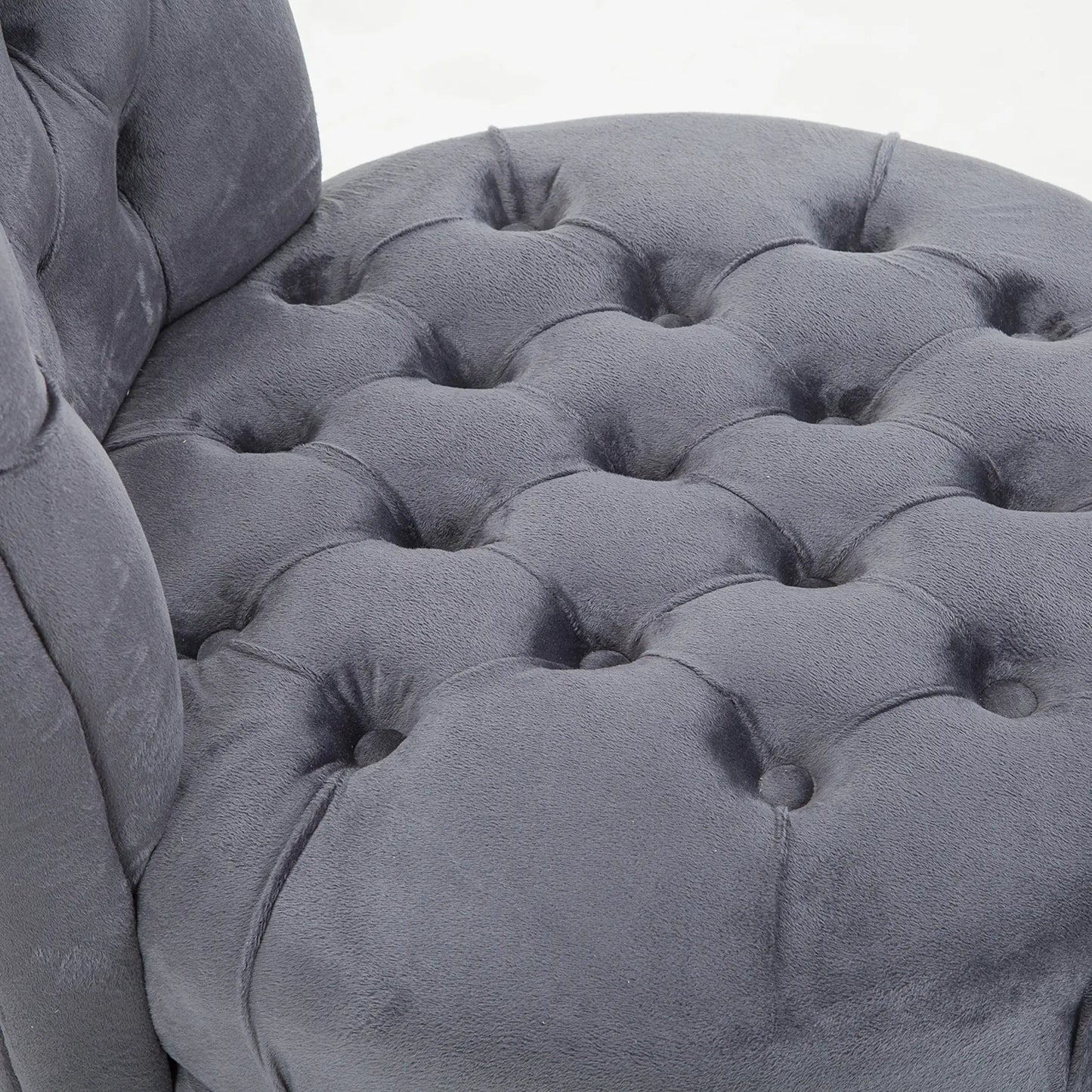 45" Tufted High Back Velvet Accent Chair, Soft Padded Lounge, Ash Grey Single Sofas at Gallery Canada