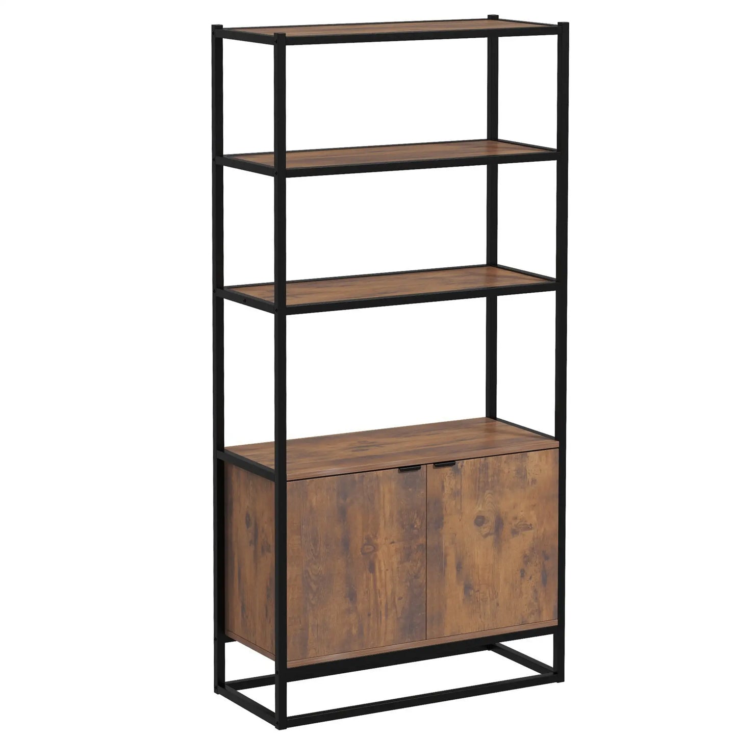 Storage Cabinet, 3 Open Shelves, Freestanding Organizer, Brown Display Bookshelves Rustic Brown at Gallery Canada
