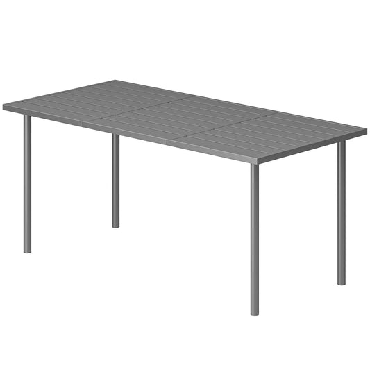 65" x 31.5" Outdoor Dining Table, Metal Rectangular Patio Table, Seats 6