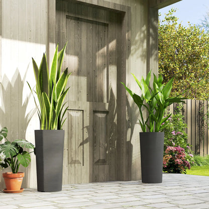 24" Tall Planters Set of 2, Plastic Flower Pots, Dark Gray Planter Set at Gallery Canada
