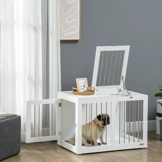 31.5" Dog Crate Furniture, Double Doors, Medium Dogs, White Houses, Kennels & Pens White at Gallery Canada