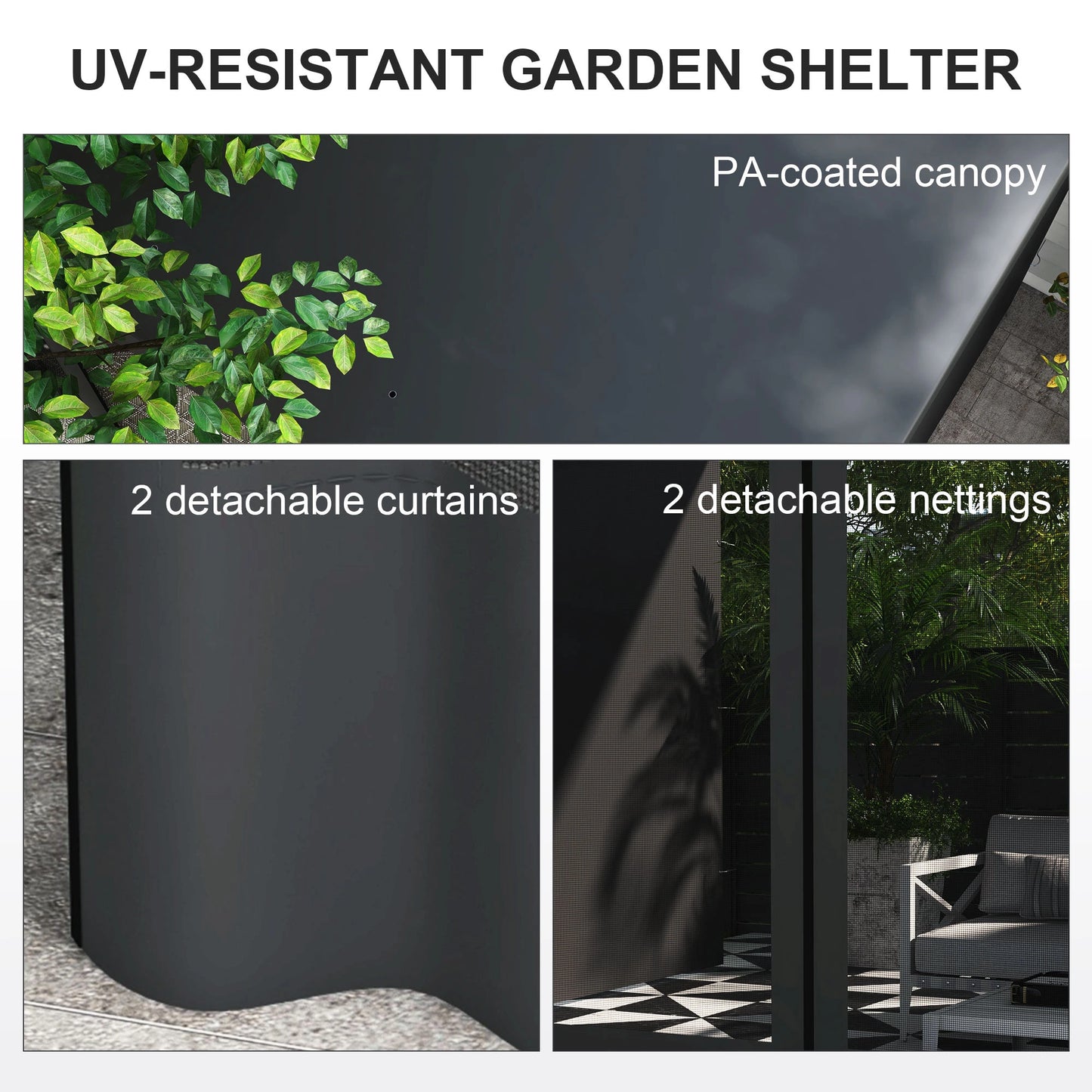 10' x 13' Wall Pergola, Outdoor Gazebo, UV Resistant, Dark Grey Pergolas at Gallery Canada