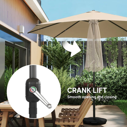 10' x 10' Round Market Umbrella, Crank Tilt, Khaki Sun Umbrellas at Gallery Canada